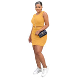 (S-2XL) 💋 Women'S SexyRib Knit Crop Top And Slim-Fit Ultra-Short Skirt Two-Piece Set
