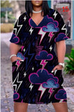 (S-5XL) 💋 Casual Loose Multicolor Printed V-Neck Short-Sleeve
Mid-Length Dress
