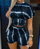 (S~3XL) 💋 Women Printed Short Sleeve Neck Top And Shorts  Set