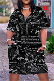 (S-5XL) 💋 Casual Loose Multicolor Printed V-Neck Short-Sleeve
Mid-Length Dress