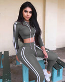 (S-L) 💋 Hooded Drawstring Top And High Waist PantsSet