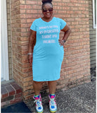 (L-5XL) 💋 Women Basic Short Sleeve V-neck Letter Print Plus Size Fashion Dress