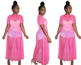 (S-3XL) 💋 Mesh Short-sleeve Maxi Dress