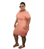 (XL-5XL) 💋 Women Plus Size Solid Sash Dress