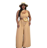 (S-3XL) 💋 Women Casual Short Sleeve Top And Pants Solid Color Two Piece Set