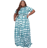 (XL~5XL) 💋 Plus Size Women Short Sleeve Plaid Top &Wide Legs Pants Set