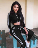 (S-L) 💋 Hooded Drawstring Top And High Waist PantsSet