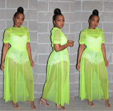 (S-3XL) 💋 Mesh Short-sleeve Maxi Dress