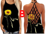 Women Bohemian Casual Cut Out Backless Floral Printed Sleeveless Tank Top